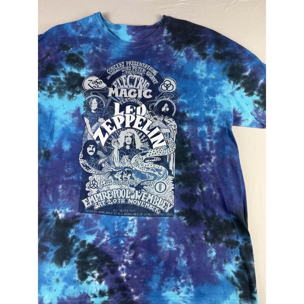 Led Zeppelin blue purple ss tie-dye concert tee, men's 2xl t-shirt